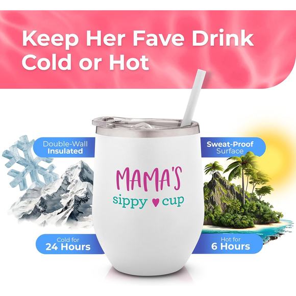 SassyCups Mommy's Sippy Cup | Stainless Steel Stemless Wine Tumbler with Stra... - Picture 2 of 16